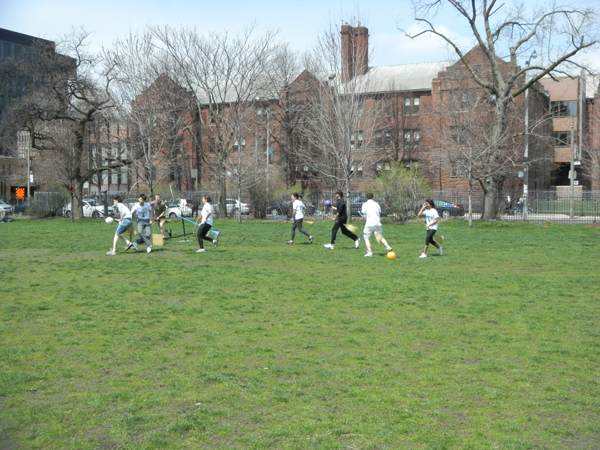During a rally to save the field, some supporters organized a game of Quidditch, the competitive sport of wizards in the world of Harry Potter.