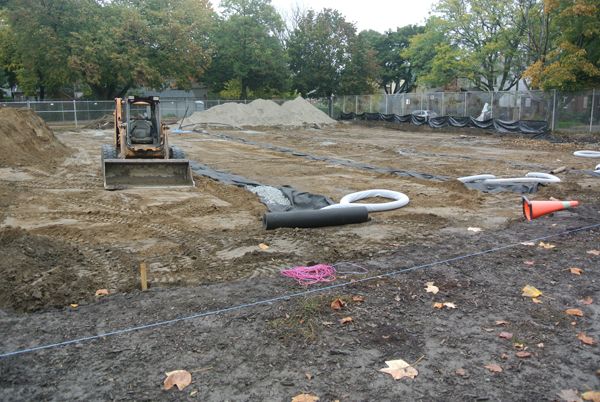 Drainage piping installed at Maurice Cody.